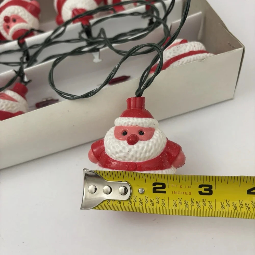 Vintage Santa Claus Blow Mold String Lights (10) In Box WORK Christmas Decor